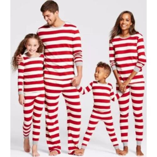 Family Matching Clothing Spring And Autumn Parent-child Wear Striped Christmas Family Suit Long-sleeved Home Service Romper Suit