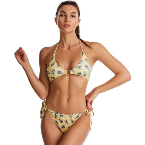 Sexy Halter Bikinis for Women Bathing Suits 2 Piece Bikini Bandeau Triangle Bikini Top Bikini Bottoms High Leg Swimsuits set