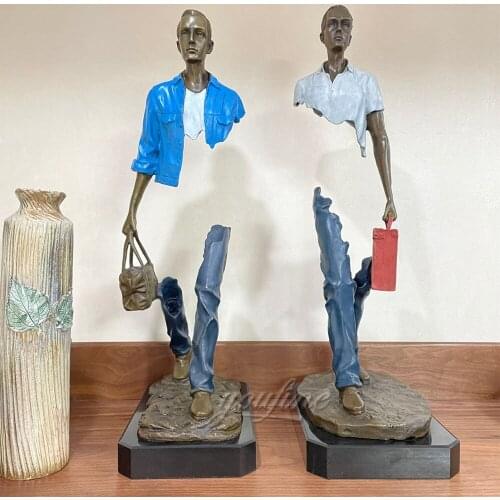 63cm Modern Art Bronze Traveler Sculpture European Bronze Travelling Man Statue For Home Hotel Decoration Abstract Art Ornament