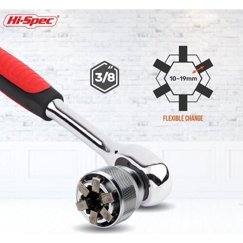 Hi-Spec 3/8 10-19mm Universal Socket Professional Magic Adjustable Hex Torque Ratchet Socket Adapter Wrench Head Spanner Sleeve