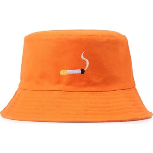 Cigarette Shape Embroidery Fisherman Hat Hip Hop Flat Hat Black Orange Color For Men Women