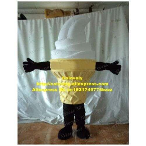 Delicious White Black Ice Cream Cone Gelato Mascot Costume Food Adult Size With White Helical Ice Black Gloves No.6763 Free Sh