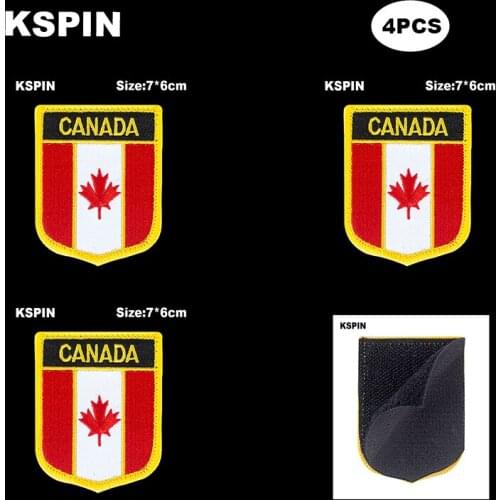 National Flag Patch Hook Loop Canada Badges Armband 3D Stick on Jacket Backpack Stickers