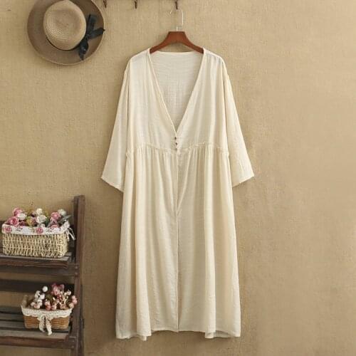 Plus Size Clothing For Women Natural Cotton And Linen Fabric Short Sleeves Long Piece Thin Jacket Large Size Fatwomen In Summer
