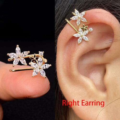 1Pcs New Vintage Flower Leaf Ear Cuff Non Pierced Clip Earrings for Women Trendy Small Geometry Square Crystal Earrings Jewelry
