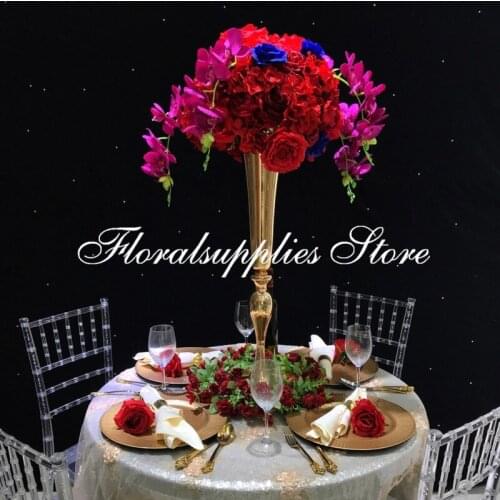 10pcs Gold Silver Tall Centeripece Metal Flower Vase for Wedding Decoration Home Decor