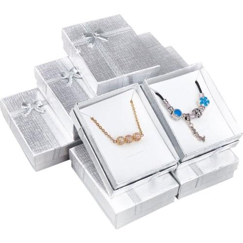 12pcs Cardboard Jewelry Boxes Packaing Bowknot Rectangle Cases For Earring Necklaces Pendants Jewellry Display 9x7x3cm PANDAHALL