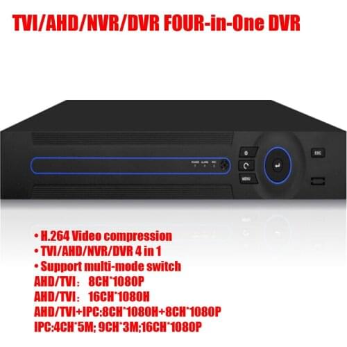 16CH 4-In-1 IP & AHD & TVI & 960H Analog Camera HVR 1080P Hybrid DVR NVR P2P Audio Input Support ONVIF Mobile Phone 2x HDD 1U