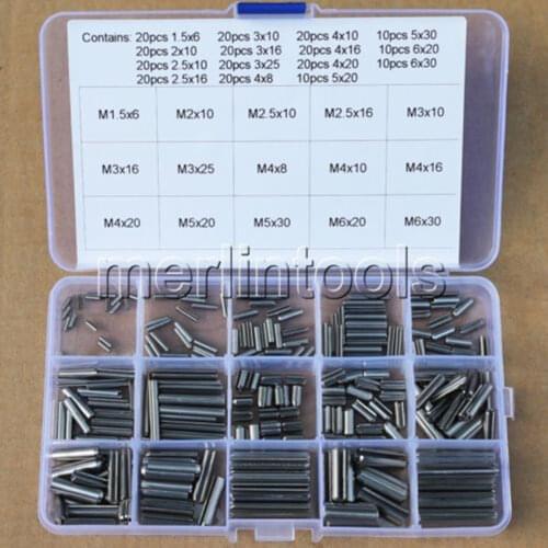 260Pcs 15 Kinds Stainless Steel Split Spring Dowel Tension Roll Pins 1.5 - 6mm