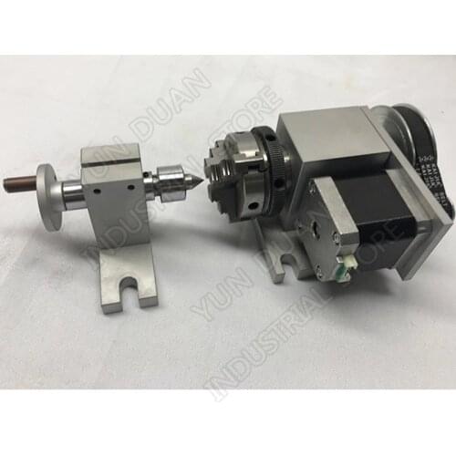 4 axis rotation A axis 4th rotary& 4 jaws Sanou K02-63 2.5inch 63mm chuck & MT2 Tailstock For Router Woodworking CNC