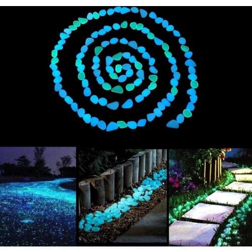 500Pcs Garden Luminous Glowing Stone Pebble Glow in the Dark Garden Glow Stones Rocks for Walkways Garden Path Patio Lawn Decor