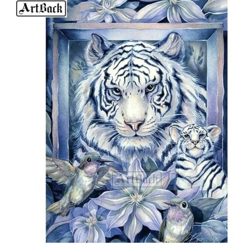 5d diamond painting tiger flower cross stitch full square animal diy diamond embroidery diamond mosaic decoration kit