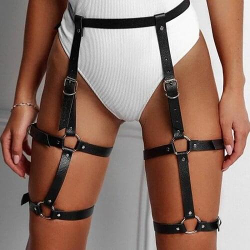 BDSM Leather Body Bondage Harness Garter Sexy Women Lingerie Stockings Belt Goth Harajuku Erotic Waist To Leg Harness Sword Belt