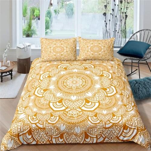 Bohemia Luxury 3D 2/3pcs Boho Mandala Flower Bedding Set Comforter Duvet Quilt Cover Pillowcase Home Textile Queen and King Size