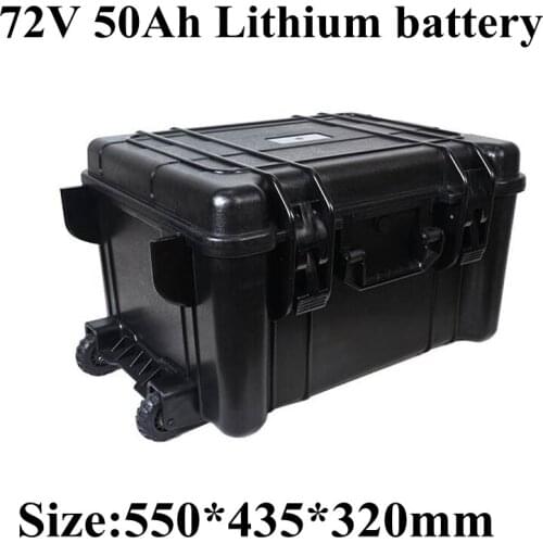 Drawbar Case 72v 50Ah Li-ion Battery Pack Waterproof for Mobile Power Storage Energy RV EV 3kw 5kw Motor Bike Portable + Charger