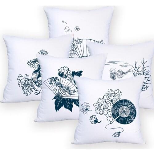 Geometric Cushion Case pillow case cushion cover outdoor Fun cushions cover Chinese Style Vintage sofa Hand Painted