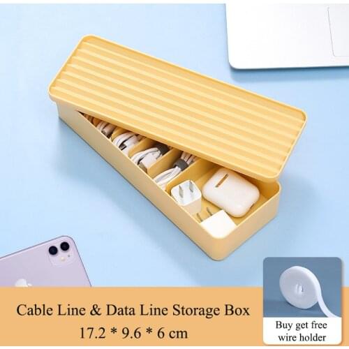 Ins 7 Grid Data Line Organizer Box Stackable Desktop Accessories Holder Case USB Wire Storage Case Makeup Jewelry Box Container