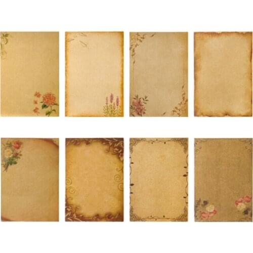 LX0B 8 Pack Retro A5 Letter Paper Stationary Paper Double-side Coloring Retro Design Printer Use for Invitations Scrapbook