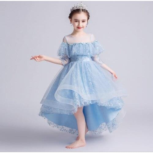 Floral Lace Girls Dress Wedding Dress Teenager Bridesmaid Elegant Costume Long Princess Dress Children Formal Party Clothing