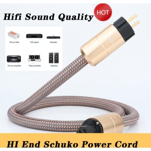 Hot Selling HI End Schuko Power Cord CD Amplifier Amp EU Power Plug Cable HIFI AC Mains Power CableEU Schuko Power Iine