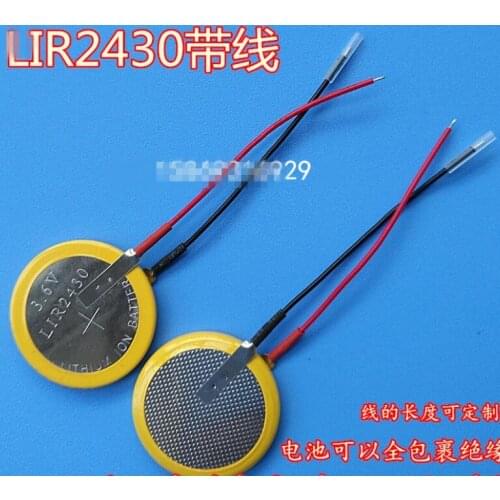 2PCS LIR2430 3.6V with lead welding feet Rechargeable lithium battery can replace CR2430 3V