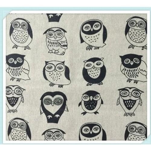 Owl pattern printed linen cotton fabric for crafts fabric curtains/luggage/decorative cloth