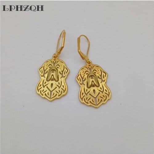 LPHZQH 2017 Fashion Hollow Alloy Pretty Tiny Newfoundland Dog Earings For Women Girl Lovers Jewelry Christmas Birthday Gift