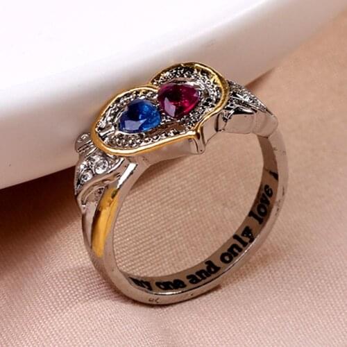 Fashion Women Rhinestone Love Heart Alloy Creative Ring Jewelry Gift For Valentines Day Lovers Jewelry For Couple Gifts