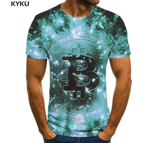 KYKU Brand Bitcoin T-shirt Men Street Tshirt Printed New Year Shirt Print Party T-shirts 3d Mens Clothing Punk Rock Cool Slim