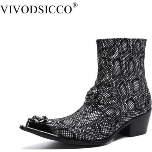 Mens Shiny Boots Genuine Leather Black Zipper Boots Elegant Boss Ankle Boots Cool Mens Modern Dress Boots Italian Style