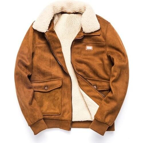 2020 New Winter Mens Fleece Coats Fashion Solid Detachable Collar Faux Suede Outerwear Male Slim Fit Pocket Zipper Coat M-3XL