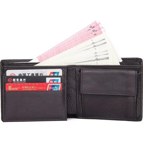 Men Wallet Genuine Leather Bifold Short Wallets Male Vintage Purse Coin Pouch Multi-functional Cards Pocket