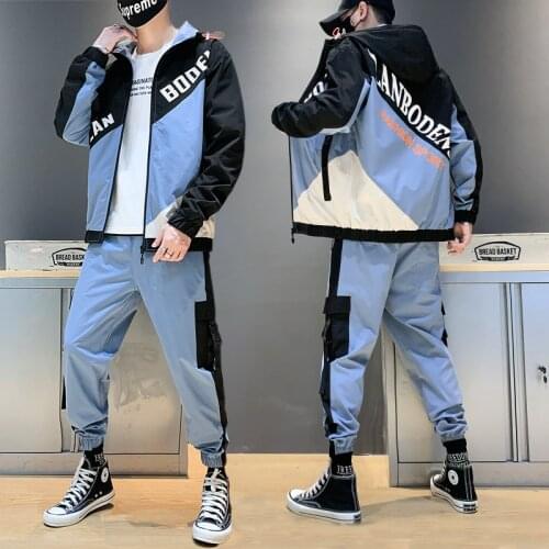 2020 Men Tracksuit Hip Hop Mens Hoodies Suits Casual Slim Fit 2 pieces Set Hooded Sweatshirts Mens Jacket And Pants Sets