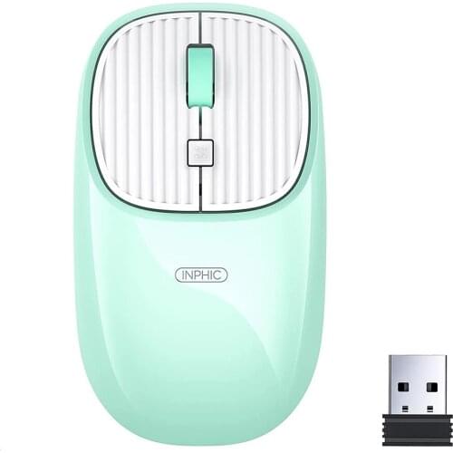 USB 2.4 GHz Office Gaming Home Office Mouse Wireless Mouse USB 2400 DPI Wireless Battery Mute Mouse Green Mouse Girl Mouse