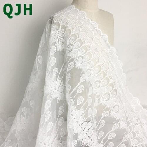 New Peacock Feather Pattern Embroidery Lace Fabric,African Tulle Net Yarn White Wedding Dresses Embroidered Clothing Fabrics