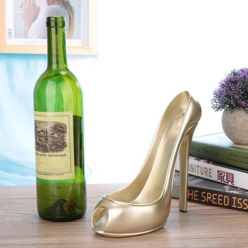 Novelty High Heel Shoe Wine Bottle Holder Storage Wine Rack Home Decor(Golden)