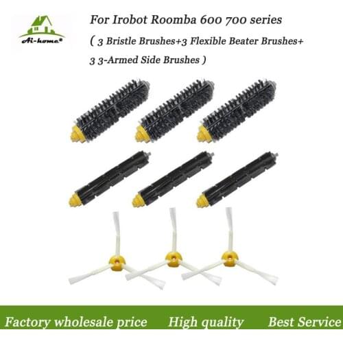 New Accessory Bristle +Flexible Beater Brushes 3-armed Side Brushes for iRobot Roomba 600 700 Series 620 630 650 660 680 760 770