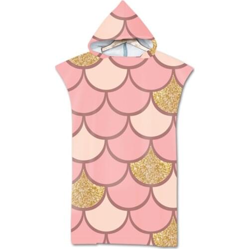 Fish-scale Microfiber Bath Beach Towel Dress Hooded Robe Poncho for Swim Beach Surf Man Woman Bathrobe Beachwear robe de plage