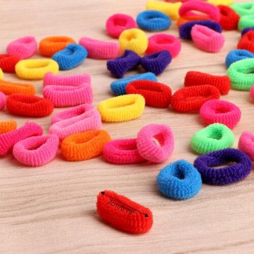 100Pcs Kids Girl Colorful Elastic Hair Tie Band Rope Ring Band Ponytail Holder