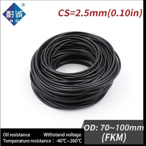 1PC/lot Rubber Ring Black FKM O ring Seals Thickness 2.5mm OD70/72/75/80/85/90/95/100mm Rubber O-Rings Fuel Washer
