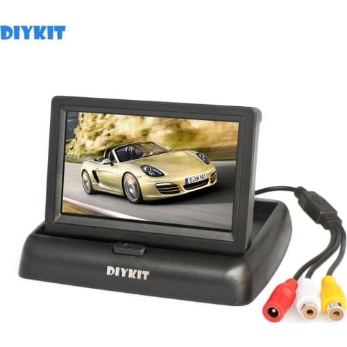 DIYKIT 4.3 inch Foldable TFT LCD Backup Car Reverse Rear View Car Monitor for Car Camera DVD VCR