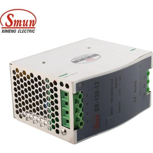 SMUN DR-120-12 120W 12V 10A Single Output AC-DC Indoor Din Rail Switching Mode Power Supply With CE ROHS