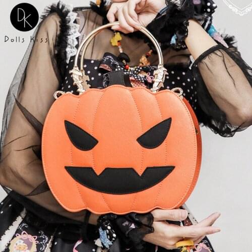 Fun Halloween Pumpkin Shape Women Shoulder Bag Girls Lolita Kawaii Crossbody Bag Chain Purse for Female Clutch Bag and Handbags