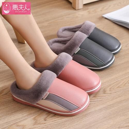 Waterproof Winter Shoes Woman Men Indoor Slippers Warm Plush Lovers Home Slipper Thick Sole Femael Kitchen Working Shoes SH438