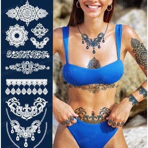 Juice Ink Long Lasting Waterproof Temporary Tattoo Stickers Tribal Totem Tattoo Flower Tassel Body Art Flash Fake Tattoos