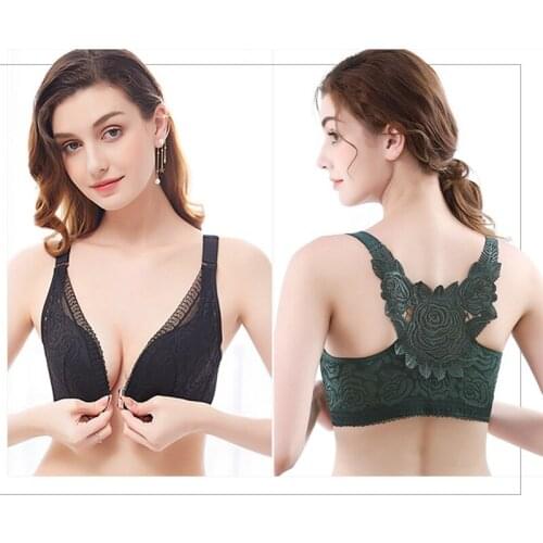 Women French Style Lace Bras for women Big Cup Lingerie Deep V Wireless Underwear Soft Thin Seamless Bra