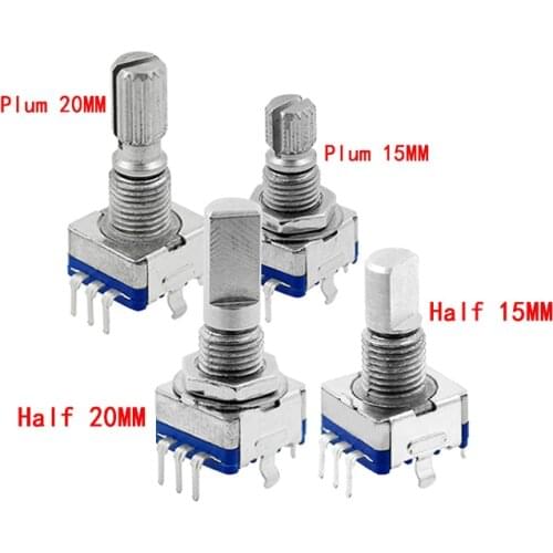 1PCS Half / Plum axis rotary encoder, handle length 15mm / 20mm code switch/ EC11 / digital potentiometer with switch 5Pin