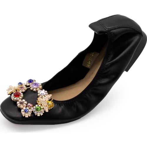 169-10 Women Flats Autumn Fall Shoes Female Footwear Slip on Loafers Genuine Leather Ballet Flats for Women Girls Dancing Flats