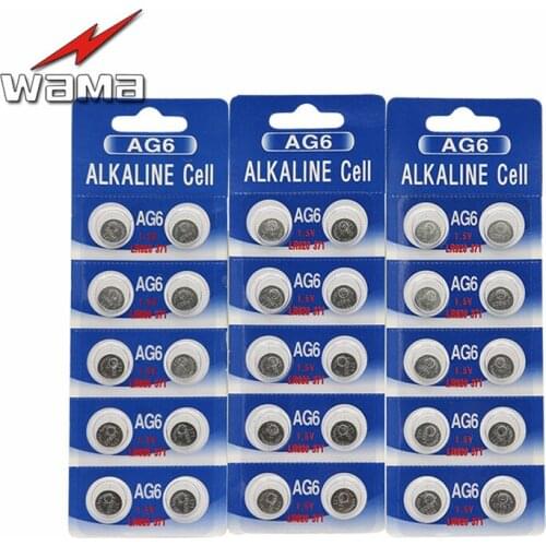 40pcs/4packs Wama AG6 LR920 371 370 1.5V Alkaline Button Cell Coin Battery For Calculator Toy