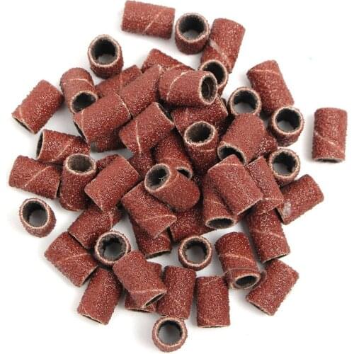 100Pcs 80# 120# 180# Drum Sanding Kit Nail Drill Bits Abrasive Tools Rubber Mandrels Accessories Shank Rotary Tools